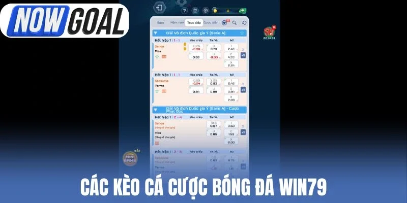 Các kèo cá cược bóng đá Win79