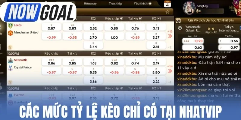 Các mức tỷ lệ kèo hấp dẫn chỉ có tại Nhatvip