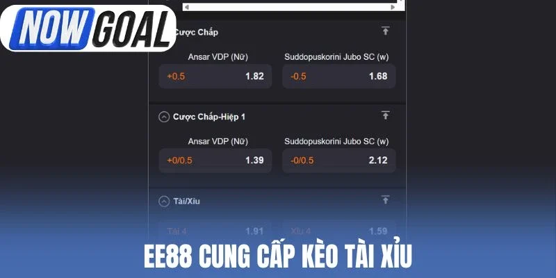 EE88 cung cấp kèo tài xỉu