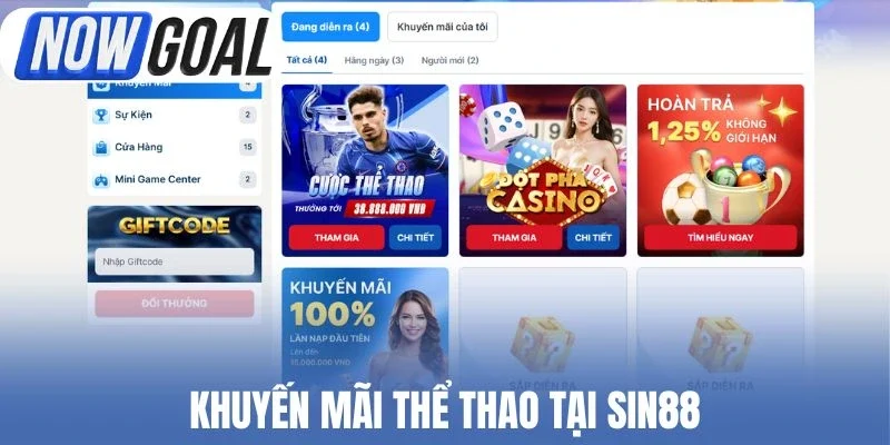 Khuyến mãi thể thao tại Sin88