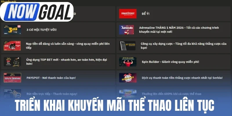 Triển khai khuyến mãi thể thao liên tục 