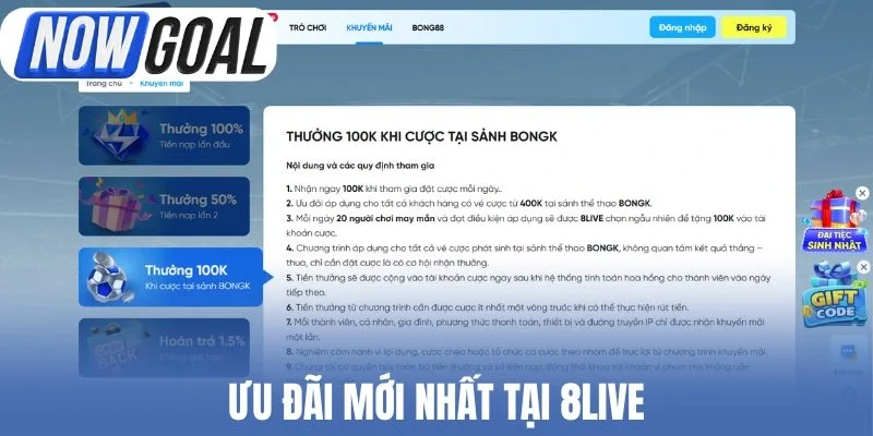 Ưu đãi mới nhất tại 8Live